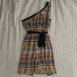 One Shoulder Patterned Dress